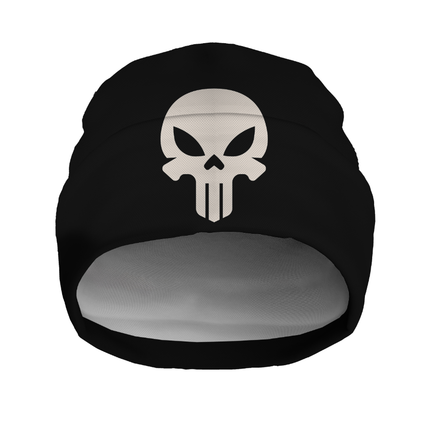 Шапка біні "Череп емблема Каратель" унісекс з принтом ВСІ розміри, фото 1