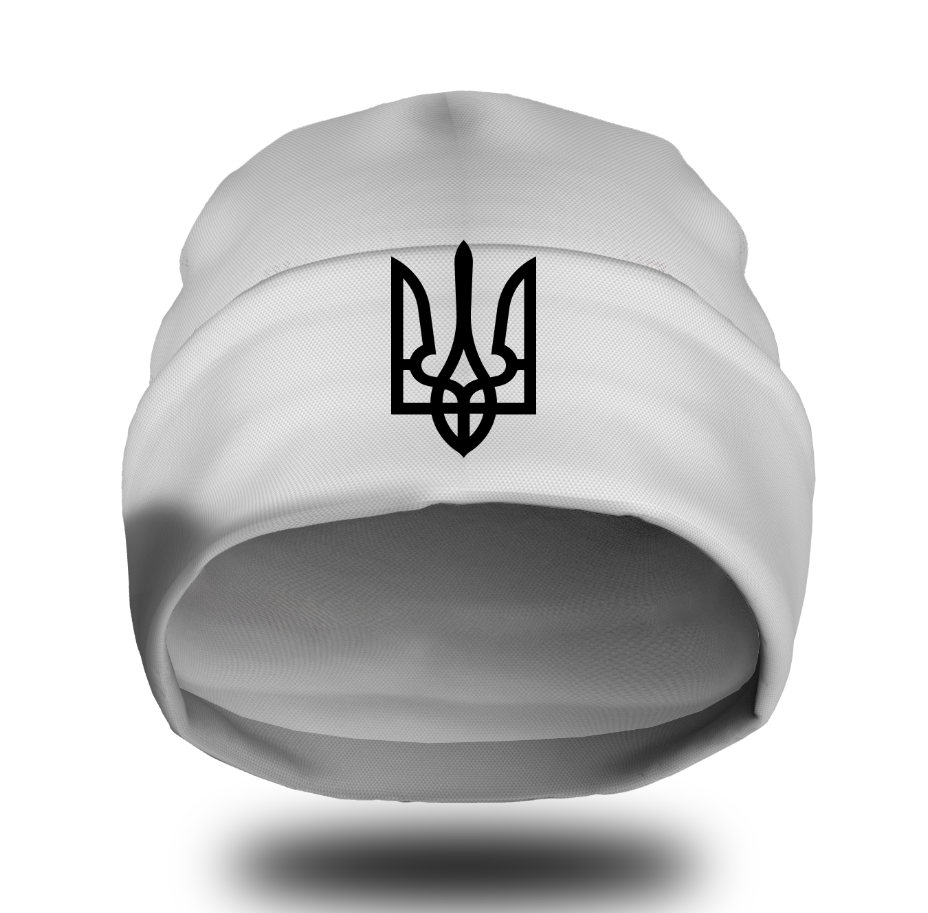 Шапка біні "Тризуб герб України арт 02" унісекс з принтом ВСІ розміри, фото 1