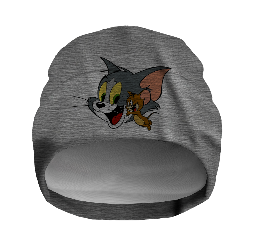 Шапка біні "Том і Джеррі" унісекс з принтом ВСІ розміри, фото 1