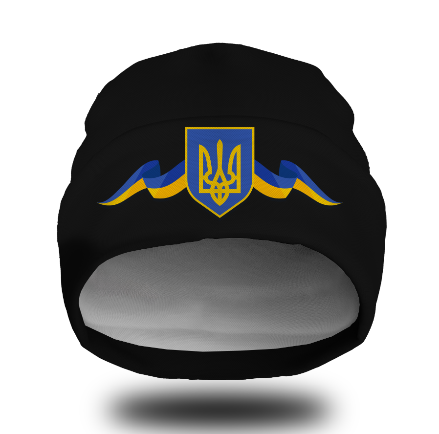 Шапка біні "Прапор тризуб України арт 9" унісекс з принтом ВСІ розміри, фото 1