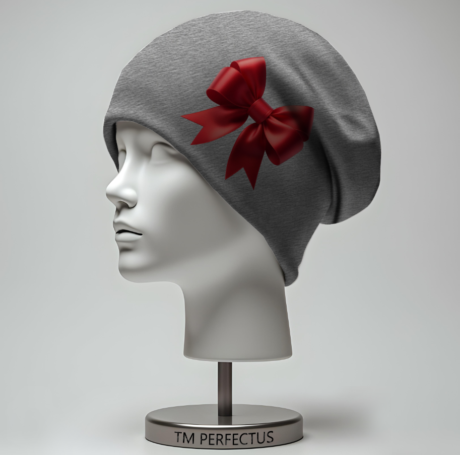 Шапка біні "Подарунковий бант стрічка червона 1" унісекс з принтом ВСІ розміри, фото 1