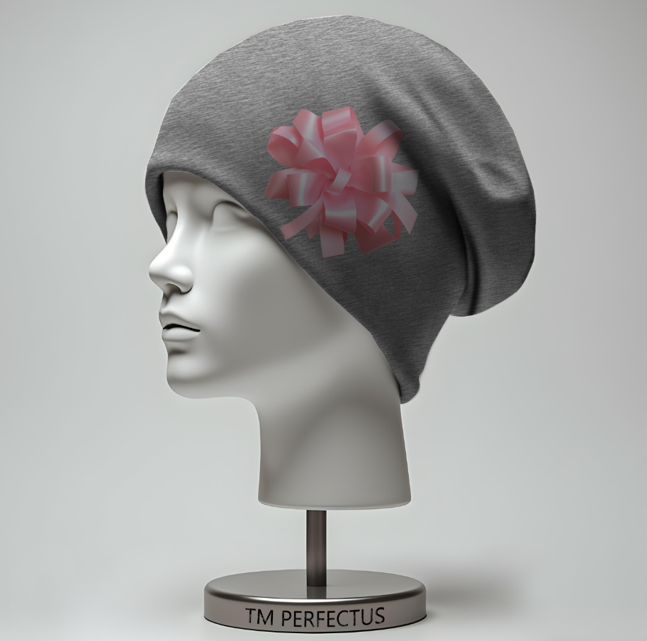 Шапка біні "Подарунковий бант стрічка рожева" унісекс з принтом ВСІ розміри, фото 1