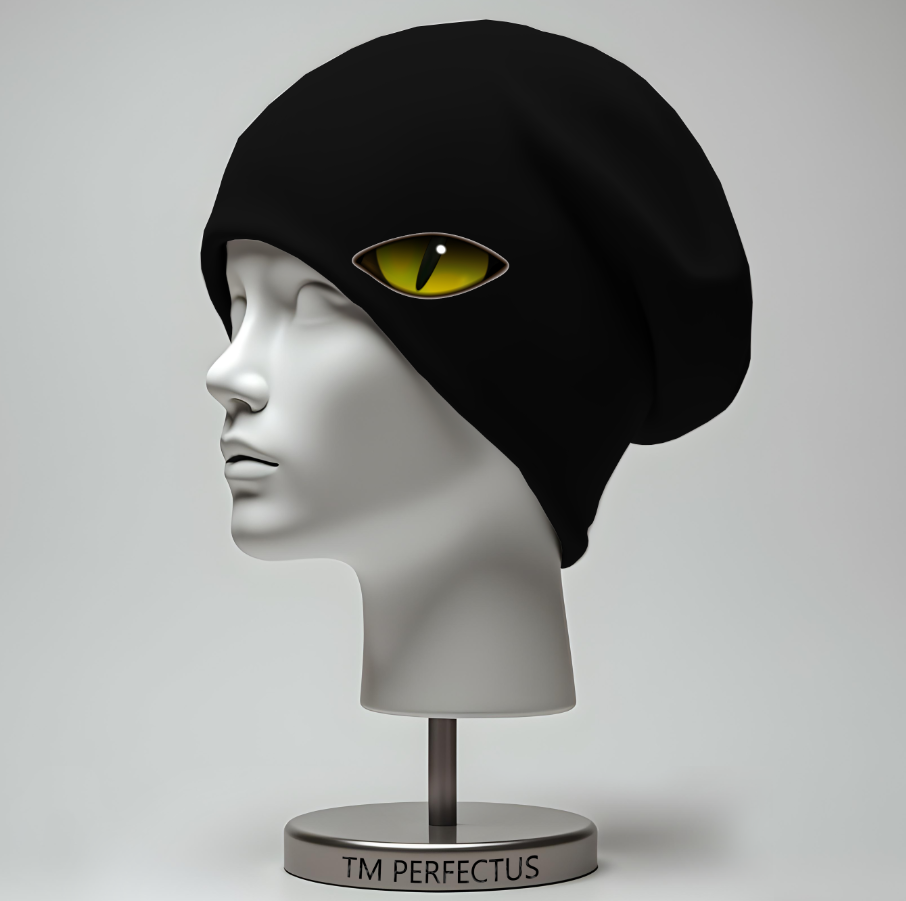 Шапка біні "Очі кота кішки прикол" унісекс з принтом ВСІ розміри, фото 1