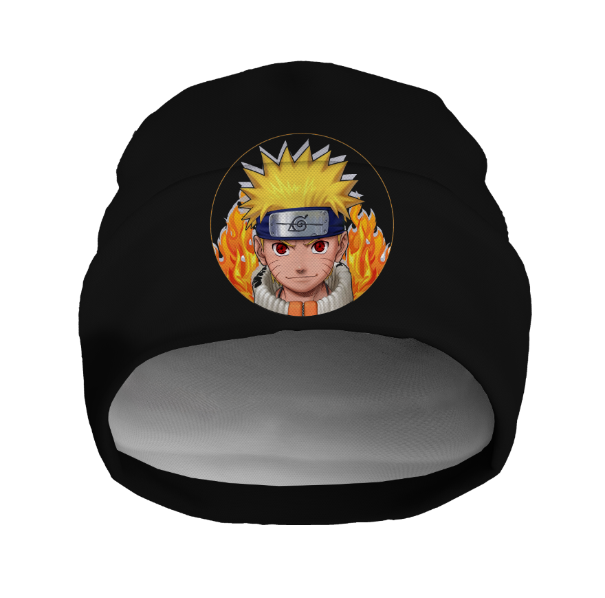 Шапка біні "Наруто аніме емблема лого 2" унісекс з принтом ВСІ розміри, фото 1