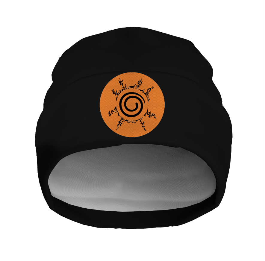 Шапка біні "Наруто аніме емблема лого" унісекс з принтом ВСІ розміри, фото 1