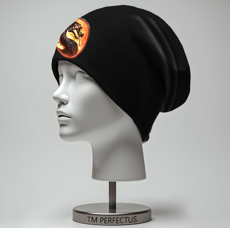 Шапка біні "Мортал Комбат емблема" унісекс з принтом ВСІ розміри, фото 1