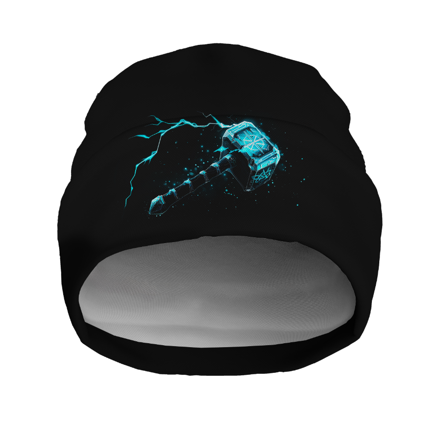 Шапка біні "Молот Тора" унісекс з принтом ВСІ розміри, фото 1