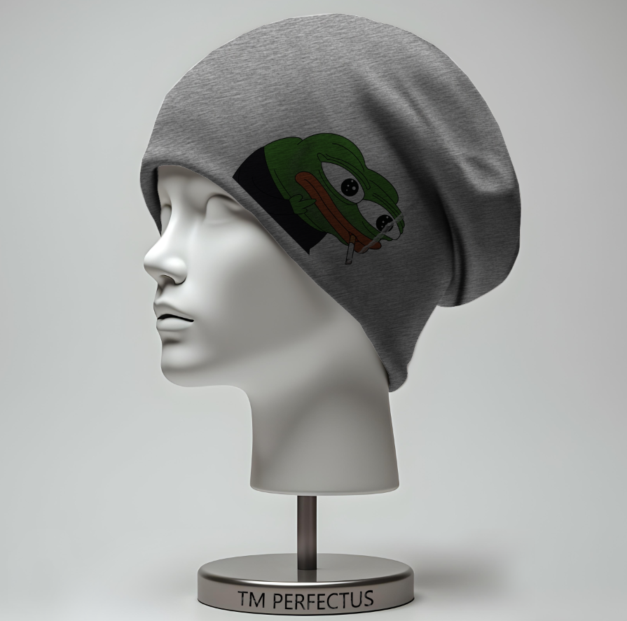 Шапка біні "Мем жабеня Пепе 2" унісекс з принтом ВСІ розміри, фото 1