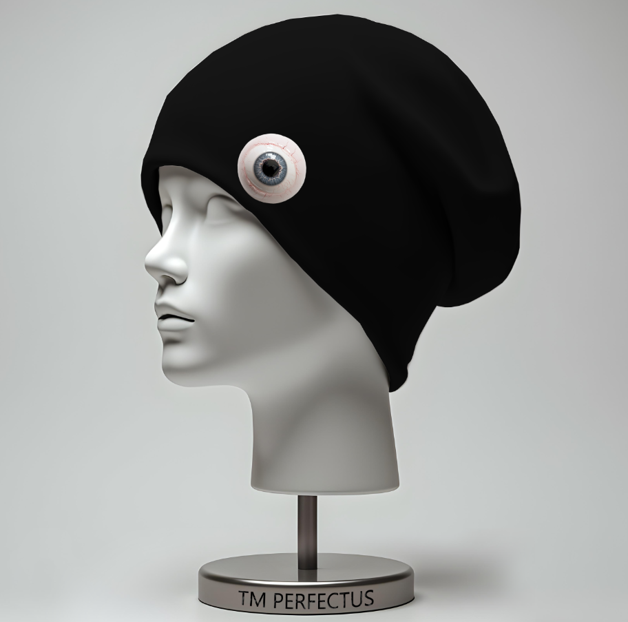 Шапка біні "З очима Хеловін прикол" унісекс з принтом ВСІ розміри, фото 1