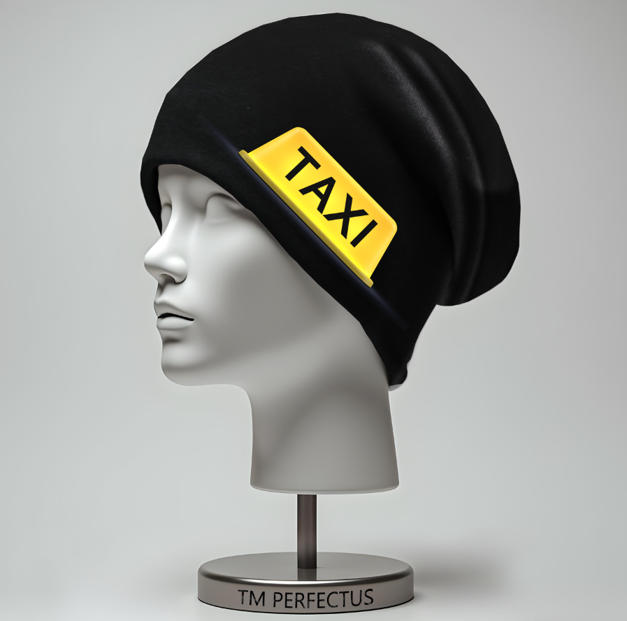 Шапка біні "Знак таксі" унісекс з принтом ВСІ розміри, фото 1