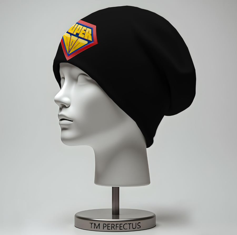 Шапка біні "Знак прикол Супер тато батько" унісекс з принтом ВСІ розміри, фото 1