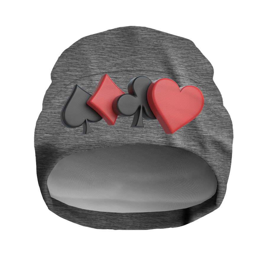 Шапка біні "З мастями гральних карт" унісекс з принтом ВСІ розміри, фото 1