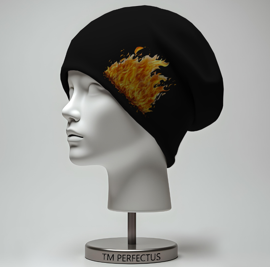 Шапка біні "З вогнем 1" унісекс з принтом ВСІ розміри, фото 1