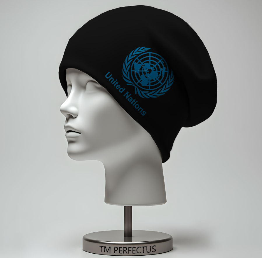 Шапка біні "Емблема лого ООН" унісекс з принтом ВСІ розміри, фото 1