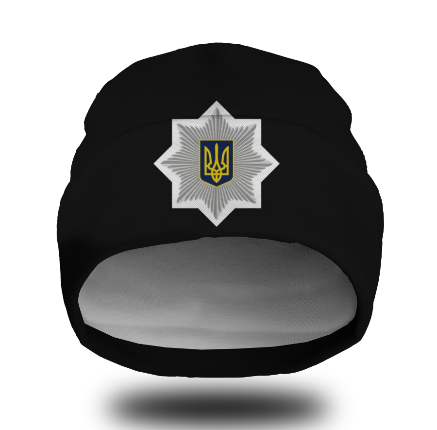 Шапка біні "Емблема знак поліція" унісекс з принтом ВСІ розміри, фото 1