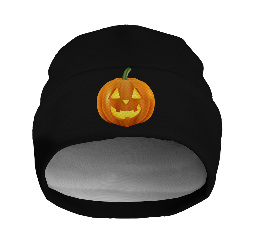 Шапка біні "Гарбуз Хеловін 1" унісекс з принтом ВСІ розміри, фото 1