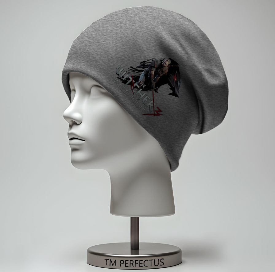 Шапка біні "Відьмак гра лого 1" унісекс з принтом ВСІ розміри, фото 1