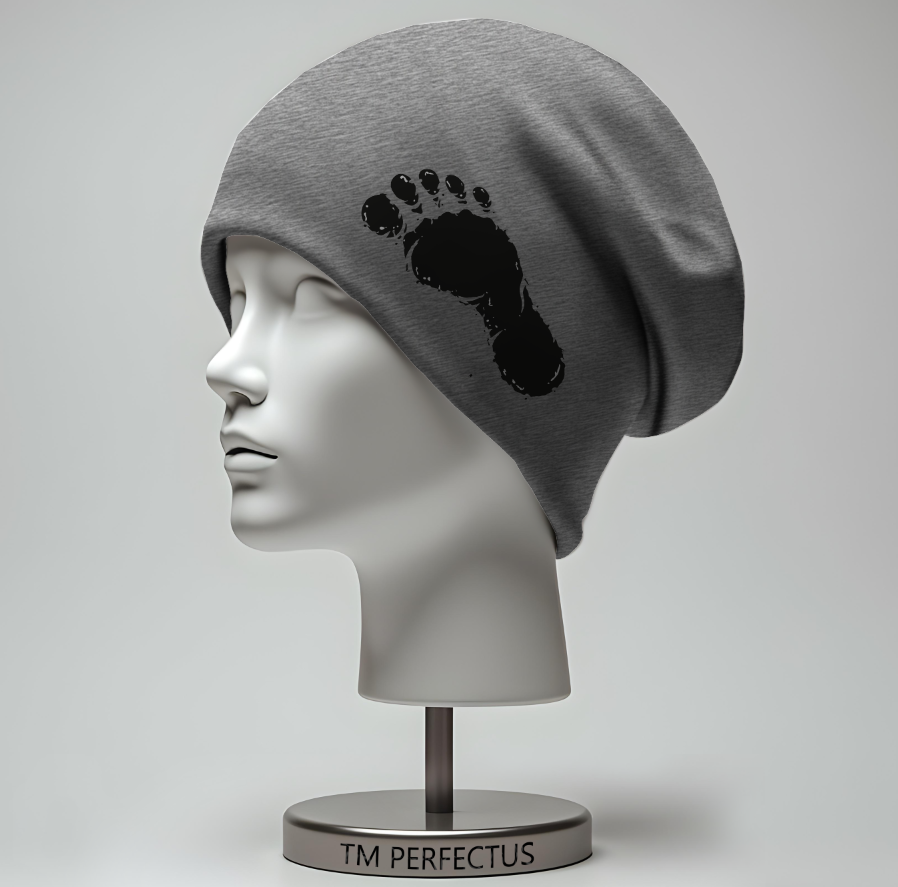 Шапка біні "Відбитки ніг стоп людини прикол" унісекс з принтом ВСІ розміри, фото 1