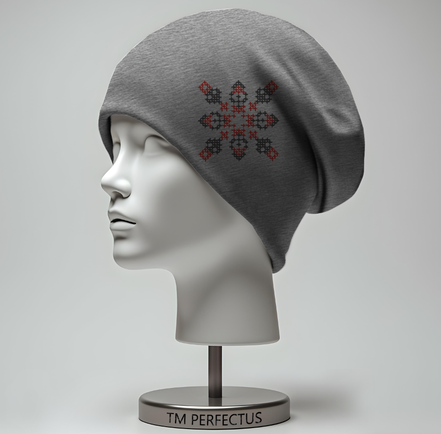 Шапка біні "Вишиванка закодоване ім'я Михайло орнаменти" унісекс з принтом ВСІ розміри, фото 1