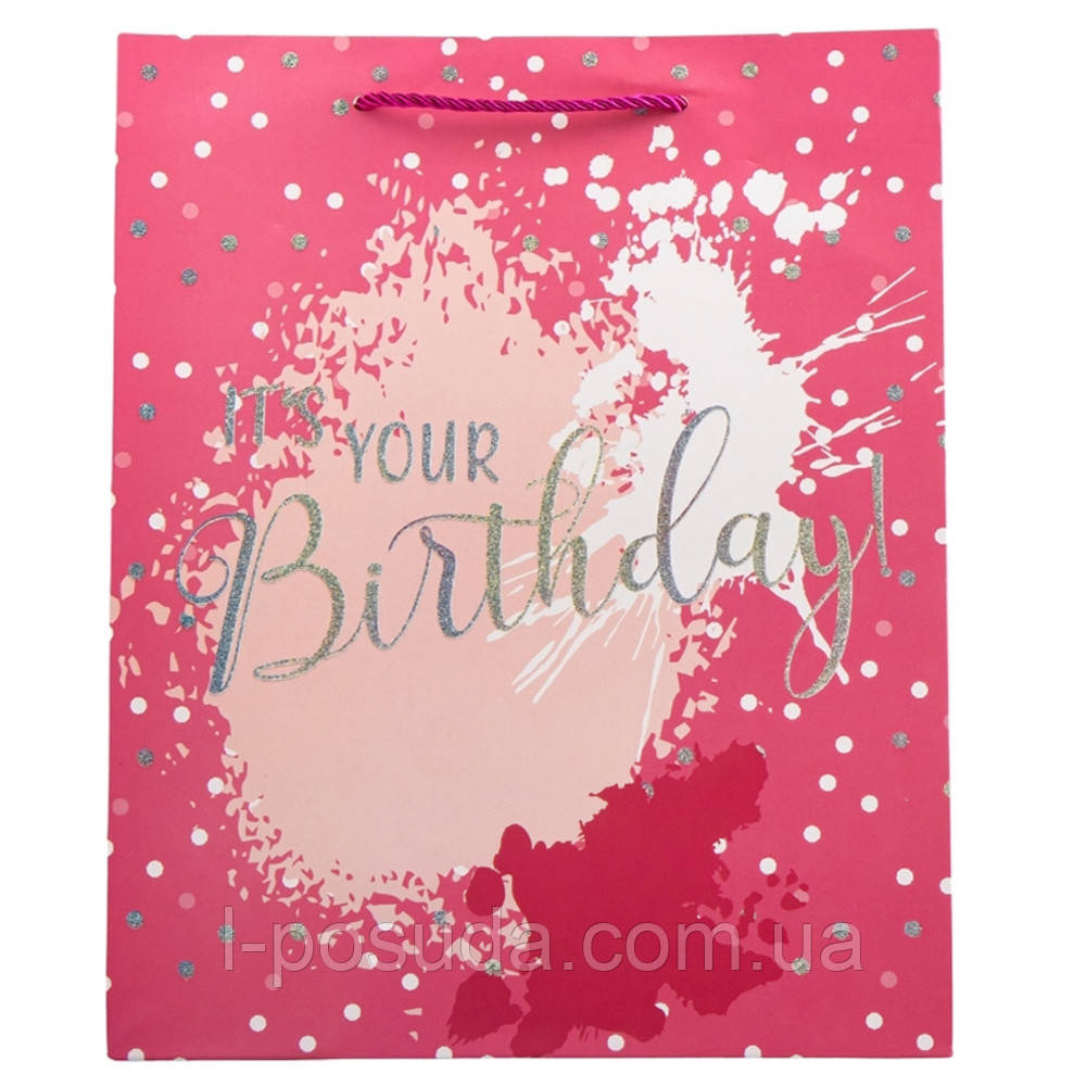 Подарунковий пакет «День народження» 30×41,5 см - яскрава упаковка з ручками для будь-якого подарунка 12 шт, фото 1