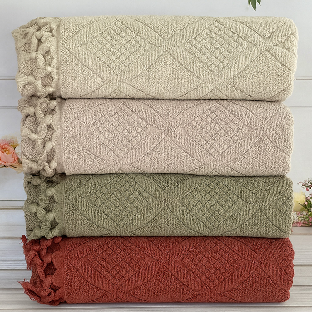 Махрові рушники 50х90см, 4шт/уп, Hazan Gulu Dray Porto / Комплект рушників для рук та обличчя / Бавовняні рушники, фото 1