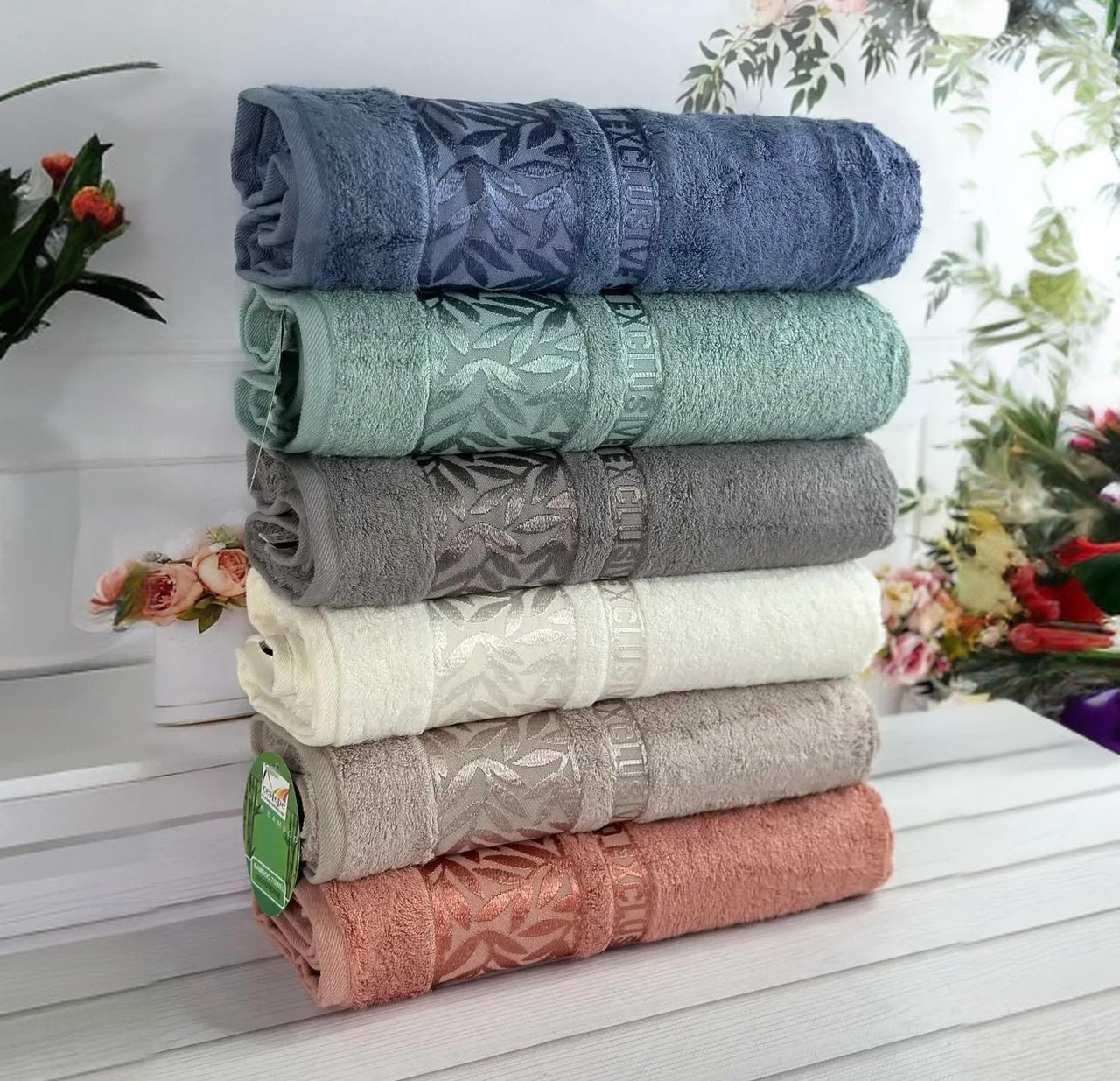 Бамбукові рушники, 6 шт/уп., 50x90 см., Cestepe Bambuk Cherry / Комплект бамбукових рушників / Набір рушників, фото 1