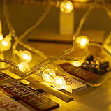 Світлодіодна гірлянда Light Bubble Ball на сонячній батареї 32 метри 300 світлодіодів теплий білий, фото 3