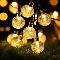 Світлодіодна гірлянда Light Bubble Ball  на сонячній батареї 12 метрів 100 світлодіодів теплий білий