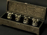 Чарки "Мисливські" з бронзи в кейсі, 4шт