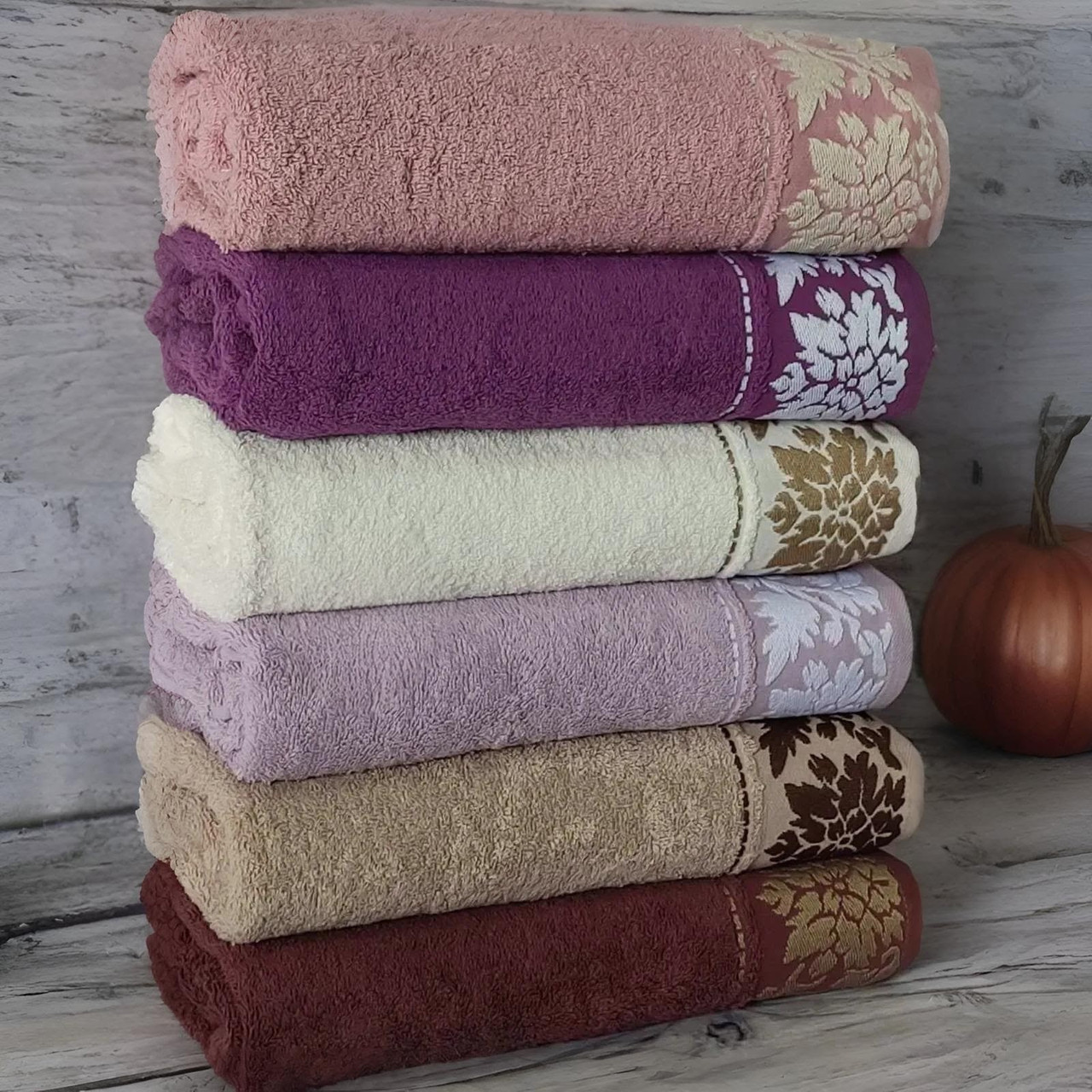 Набір рушників 6 шт/уп., 50x90 см, Kabartma Cicek / Бавовняні рушники / Комплект махрових рушників, фото 1