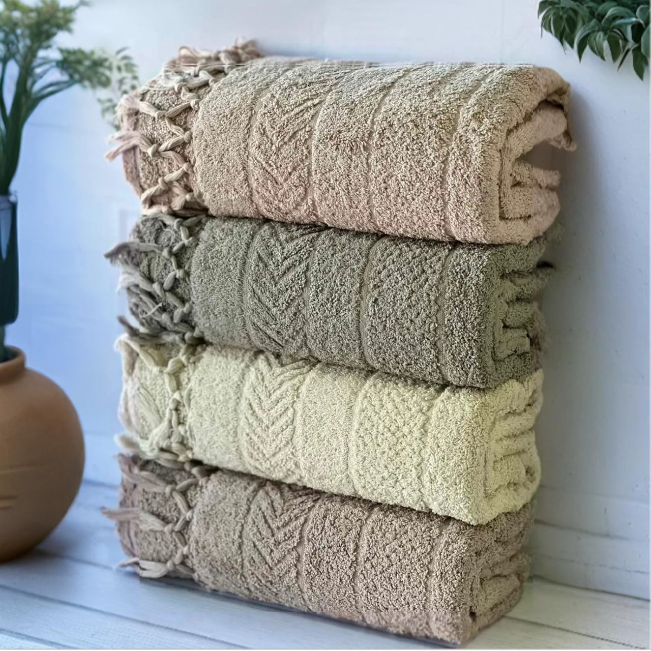 Набір рушників 70x140 см., 4 шт. Hazan Gulu Dray Hilda/М'які махрові рушники/Бузкові рушники, фото 1