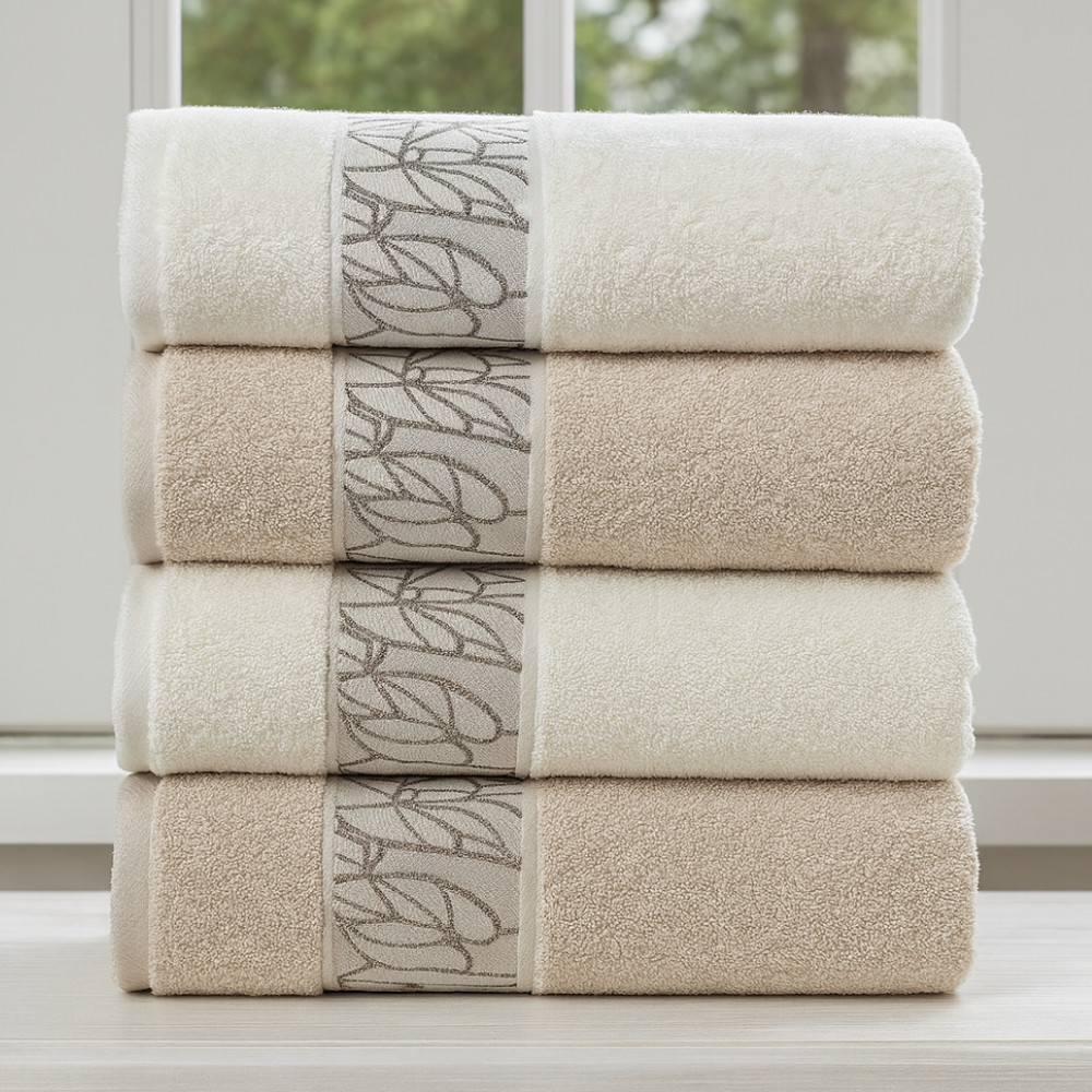 Махрові рушники 70х140 см, 4 шт./пач, Hazan Gulu Dray Garden/Набір рушників банних/Полотенцю бавовняні, фото 1