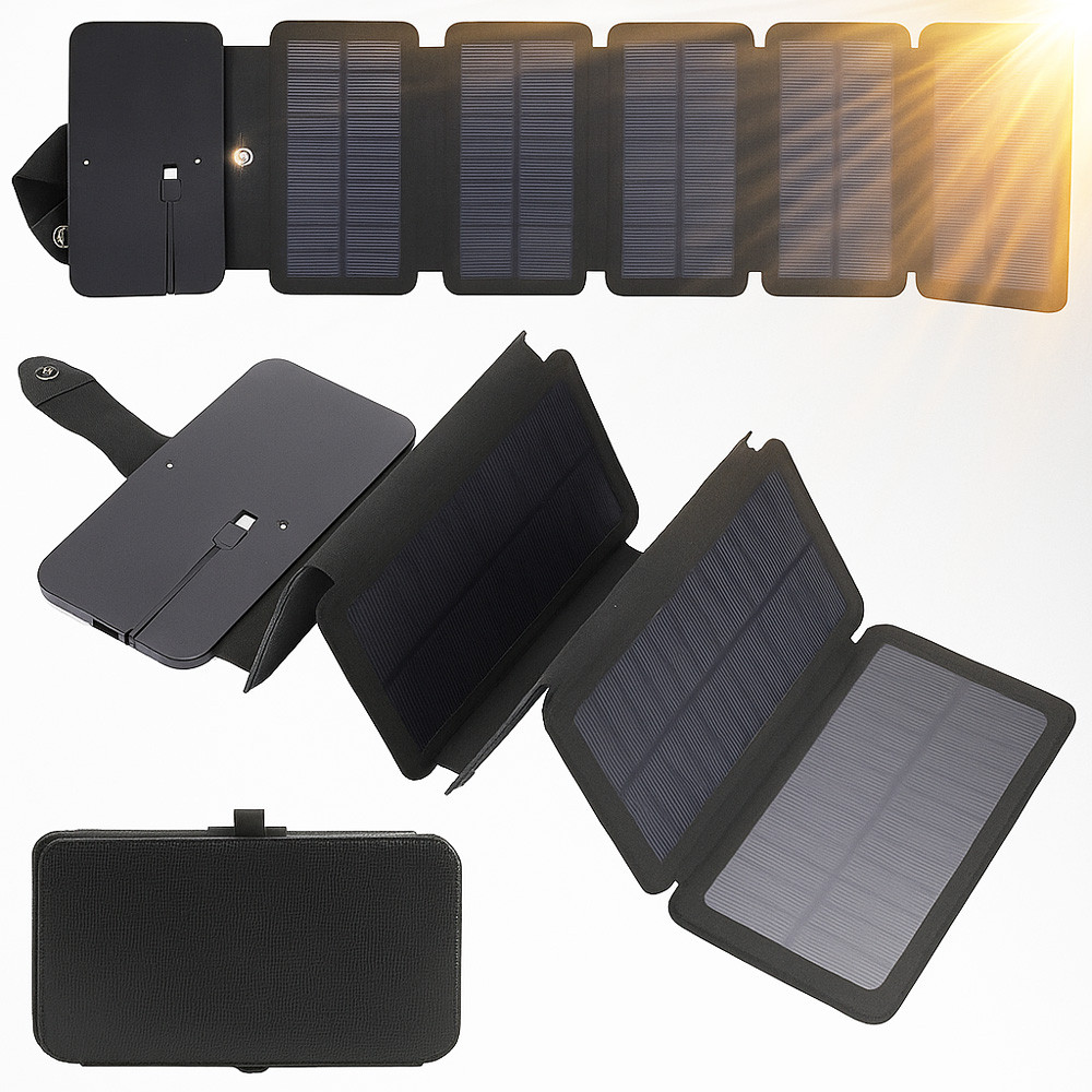 Портативна сонячна панель з USB, 6Вт, 55х11,8х2,6см / Складна сонячна батарея для зарядки / Сонячна зарядка, фото 1
