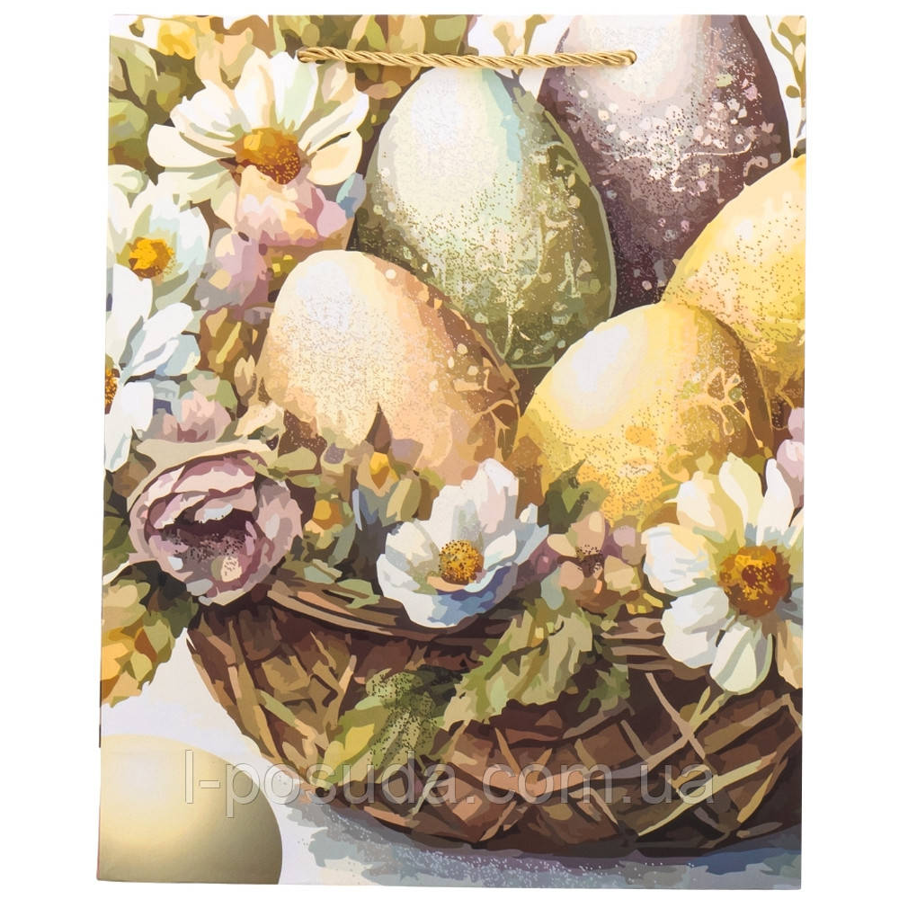 Подарунковий пакет «Пасхальна радість», 26×32 см – великодня подарункова упаковка з ручками 12 шт, фото 1