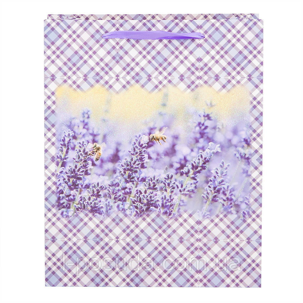 Подарунковий пакет «Лаванда», 32х26х12 см - ніжна упаковка для подарунків середнього розміру 12 шт, фото 1