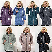 Легка стьобана куртка "Батал" (48-62), синтепон 100, прямий крій, великий вибір кольорів