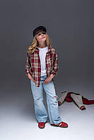 Дитяча натуральна сорочка у клітинку унісекс, фото 3