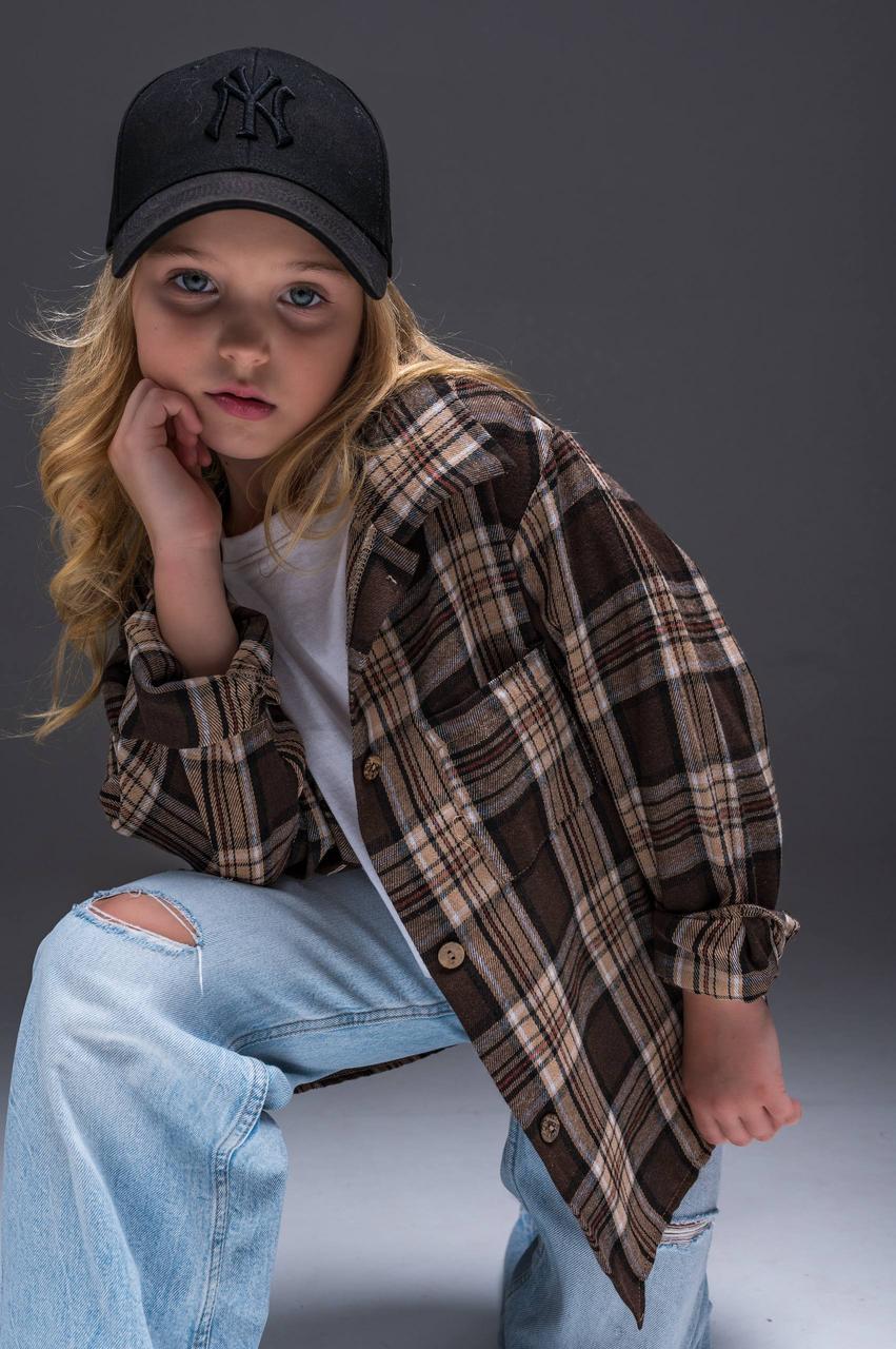 Дитяча натуральна сорочка у клітинку унісекс, фото 1