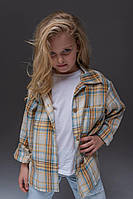 Дитяча натуральна сорочка у клітинку унісекс, фото 2