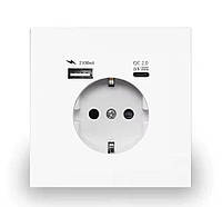 Настінна розетка Wallpad з роз'ємом Type-c, Usb-портом для зарядки, white