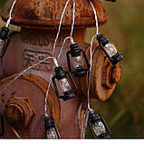 Світлодіодна гірлянда Гасові лампи чорна, 5 м, 20 ламп, на сонячній батареї, фото 5