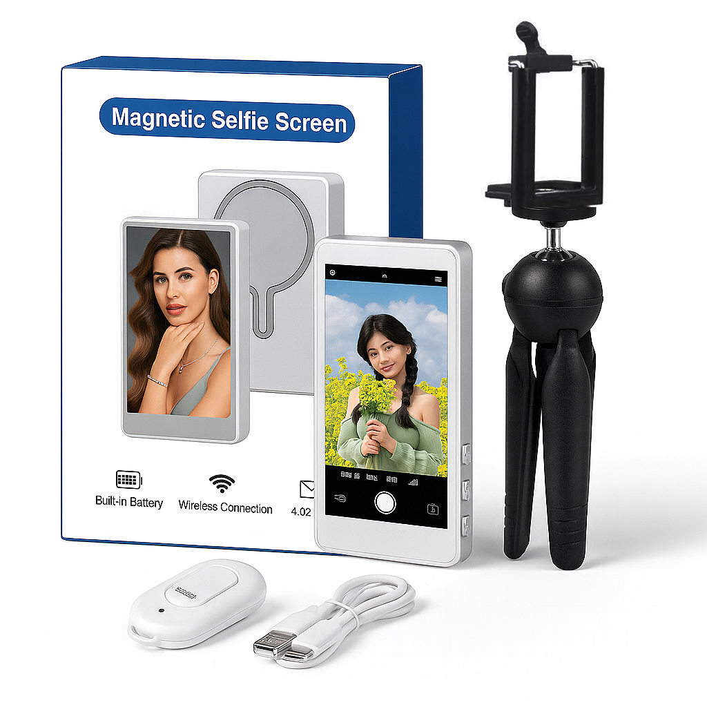 Зовнішний білий Wi-Fi монітор екран для телефону, селфі дісплей iScreen T1 з триногою, повторювач екрана смартфону