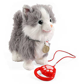 Улюбленець Кошеня сіре на повідці звук ходить облизує запис голосу сенсор 25*15*27см (C 73703)