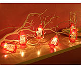 Світлодіодна гірлянда Гасові лампи червона, 3 м, 20 ламп, USB, фото 2