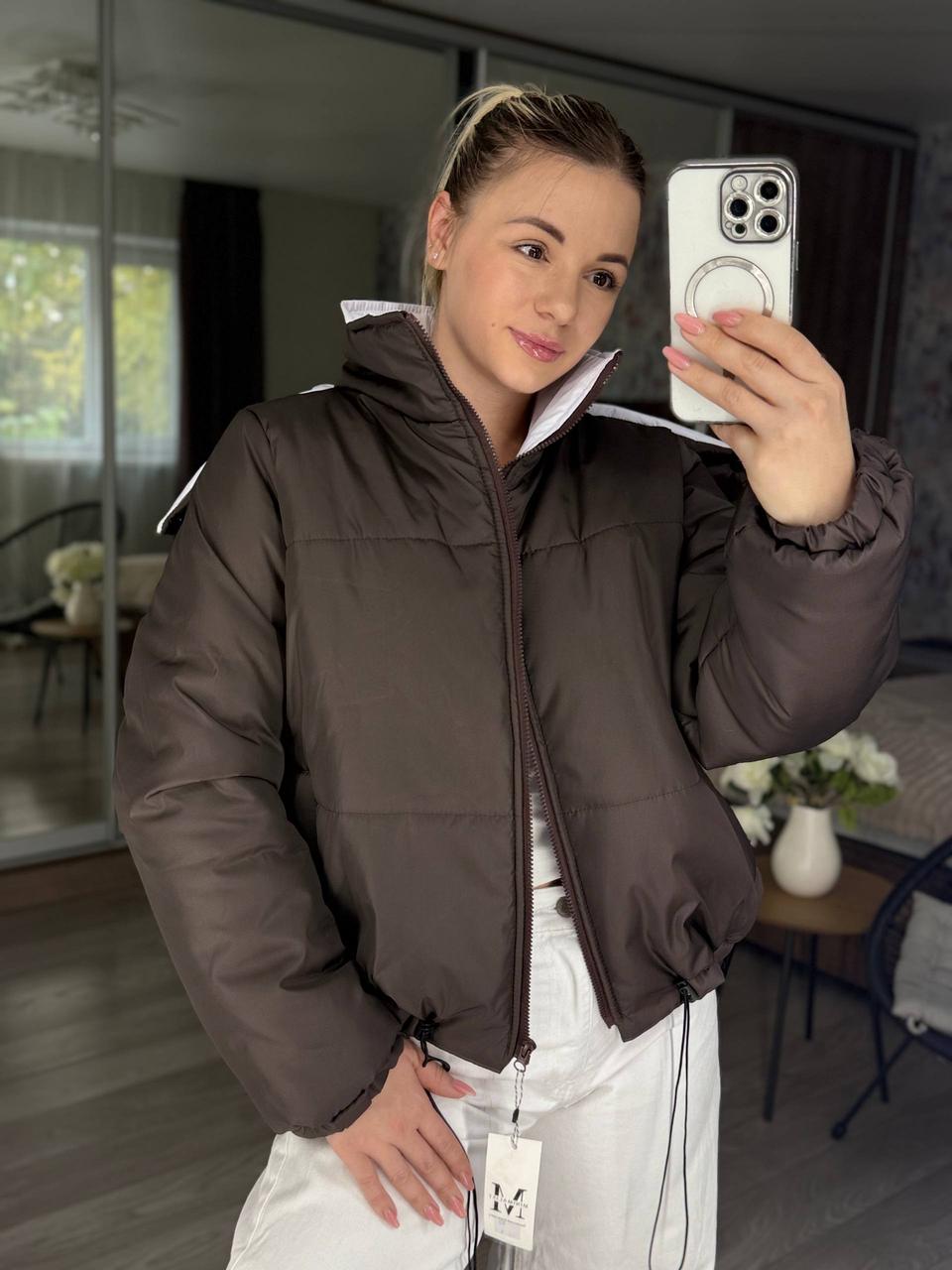 Жіноча дута куртка з капюшоном, фото 1