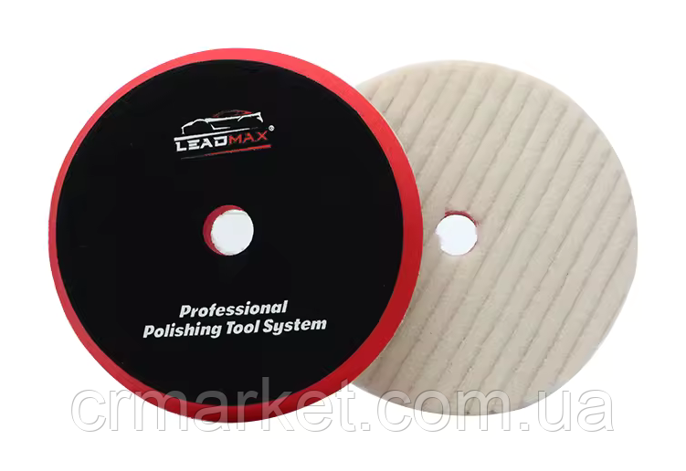LEADMAX Полірувальне хутро, стрижене "СМУГА" d 80 мм, ЧЕРВОНЕ, фото 1