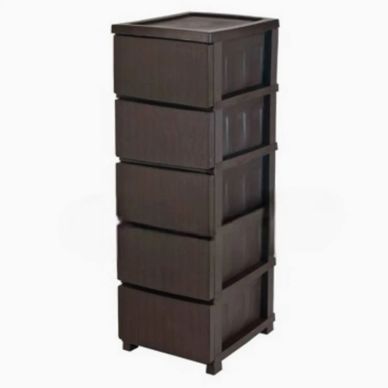 Пластиковий комод ротанг коричневий на 5 ящиків 107х34.5х44.5, фото 1