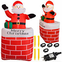 Надувний Санта у Комині з LED Підсвічуванням Новорічний Декор для дому, кафе, магазина IP44 150 см