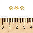 Шапочки для Намистин, Сплав, Квітка, Античне Золото, 6.5х3мм, Отвір 1мм, 50 шт, фото 2