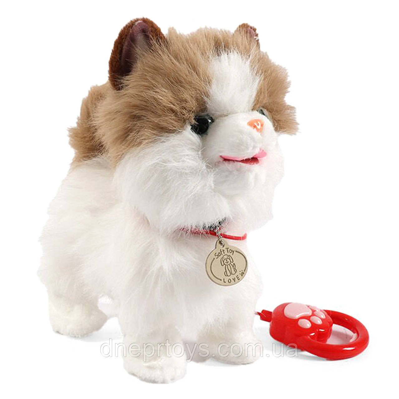 Улюбленець Кошеня біле на повідці звук ходить облизує запис голосу сенсор 25*15*27см (C 73703), фото 1